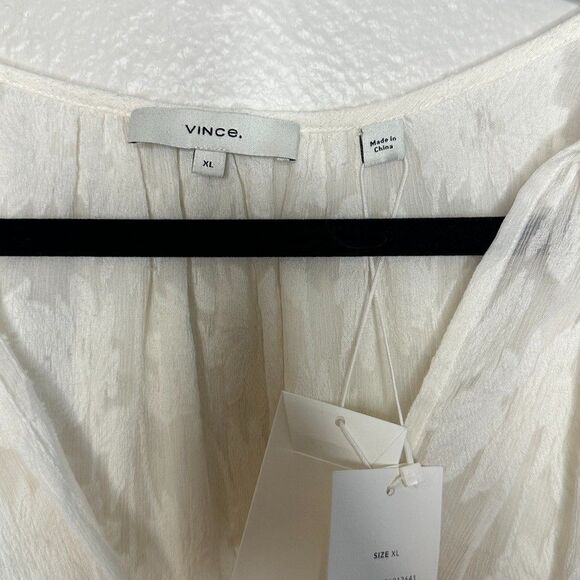 Vince Blouse Womens XL Floral Silk Blend Top Timeless Quiet Luxury Old Money - Picture 5 of 7